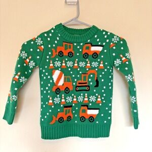 Tstars Green‎ Construction Machinery Crewneck Pullover Sweater Unisex Toddler 4T